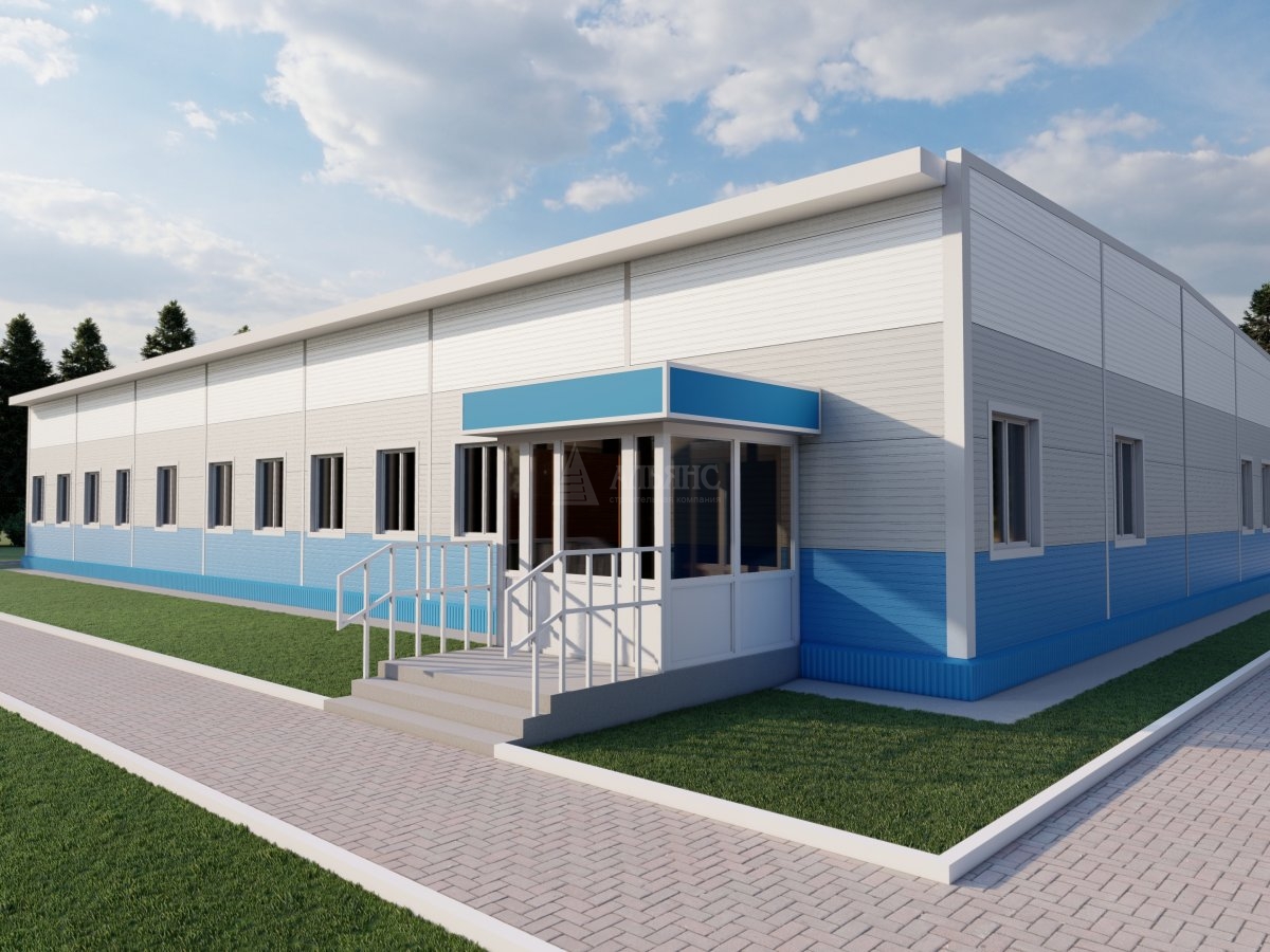 3D визуализация Офисное здание из сэндвич-панелей  - фото 1