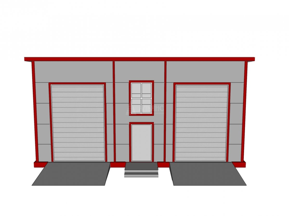 3D визуализация Проект гаража с двумя боксами из сэндвич-панелей - фото 6